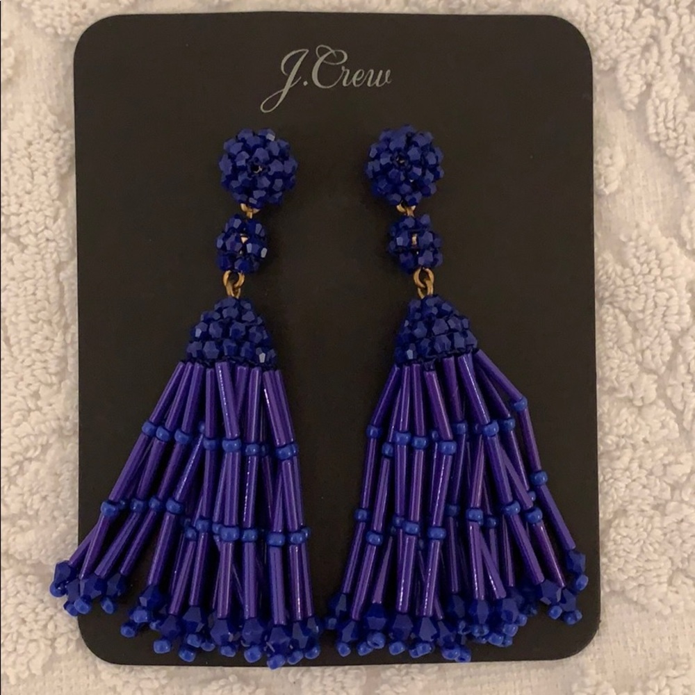 J. Crew Blue Tassle Earrings